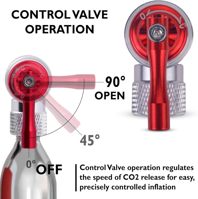 ARSUK CO2 Bike Tire Inflator – Quick-Release Mini CO2 Inflator for Presta & Schrader Valves – Lightweight CO2 Bike Pump for Road, MTB & Hybrid – Fits Threaded 12g/16g/25g Cartridges – No CO2 Included - Image 3